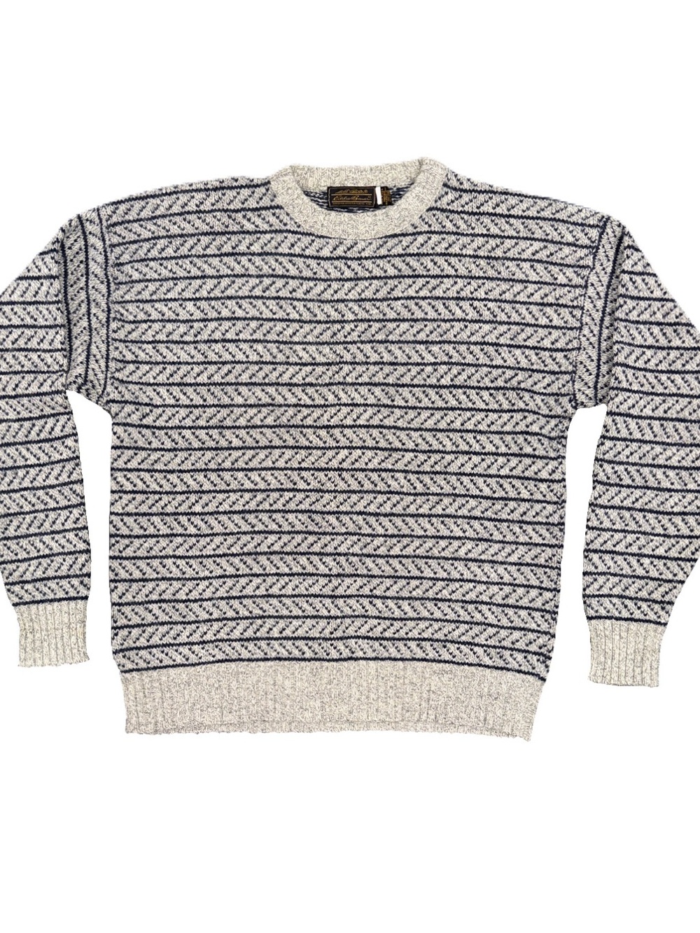 Vintage 80s Eddie Bauer Men’s Wool Pullover Sweater Nordic Print Size L Tall USA